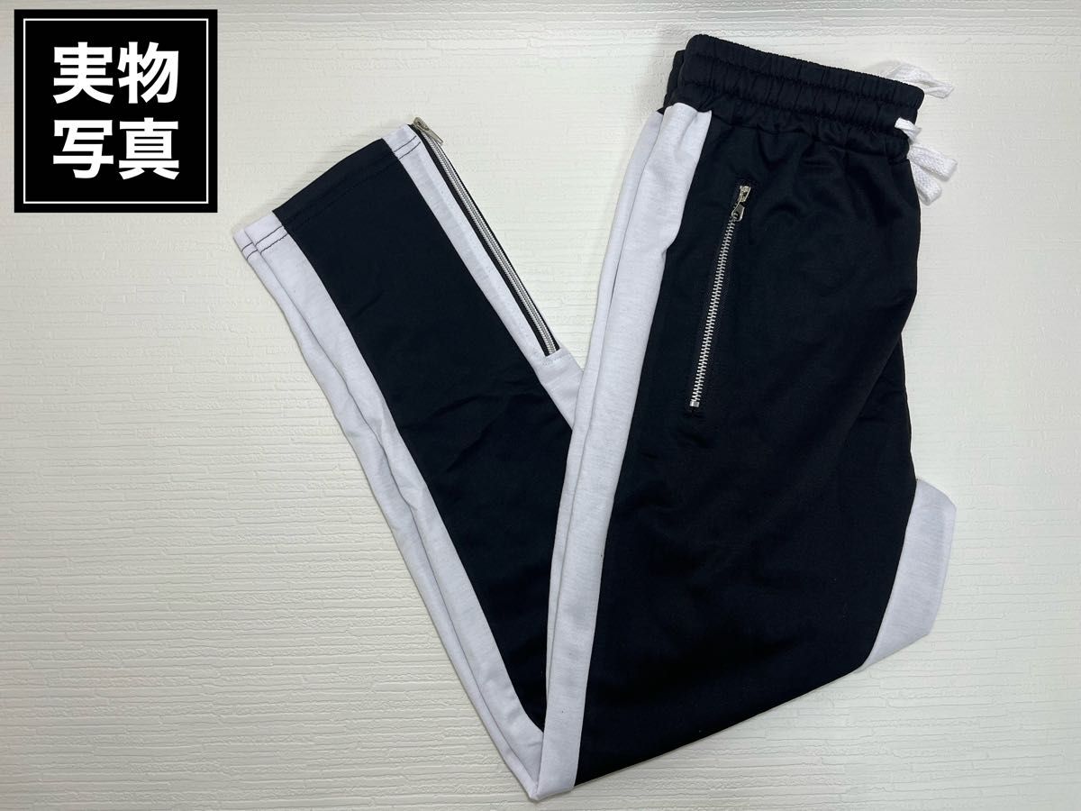 ジョガーパンツ スキニー スウェット 2XL 黒 サイドライン パンツ 韓国