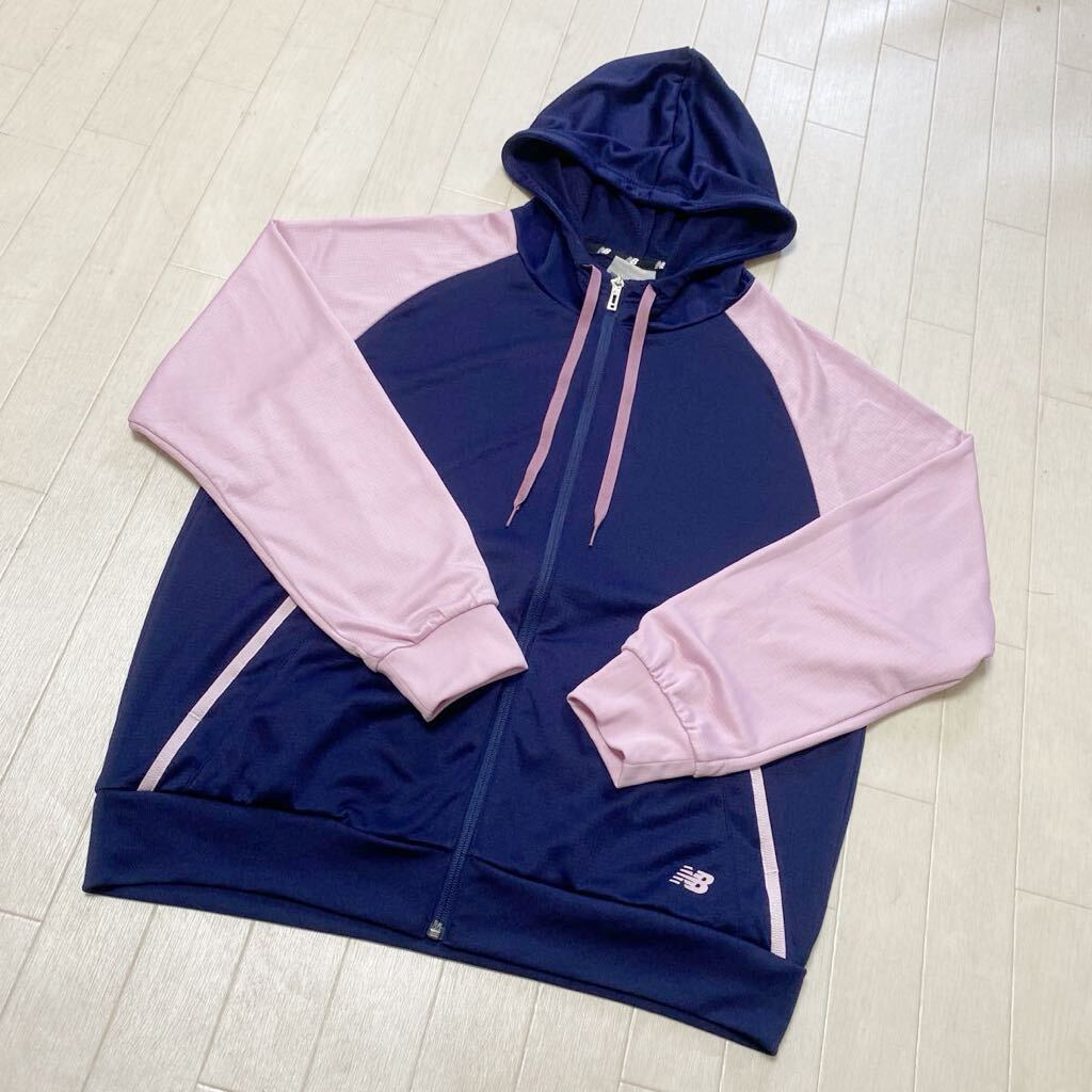 3896* newbalance New balance tops full Zip Parker f-ti- lady's XL navy pink 