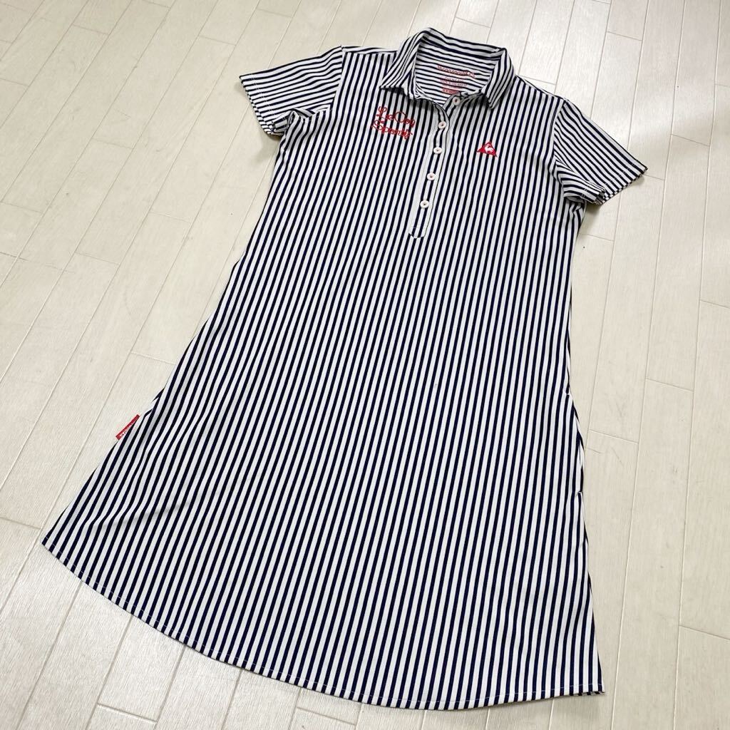 3915☆ le coq spotif ルコック スポティフ GOLF COLLECTION ワンピース レディース LL ストライプの画像1