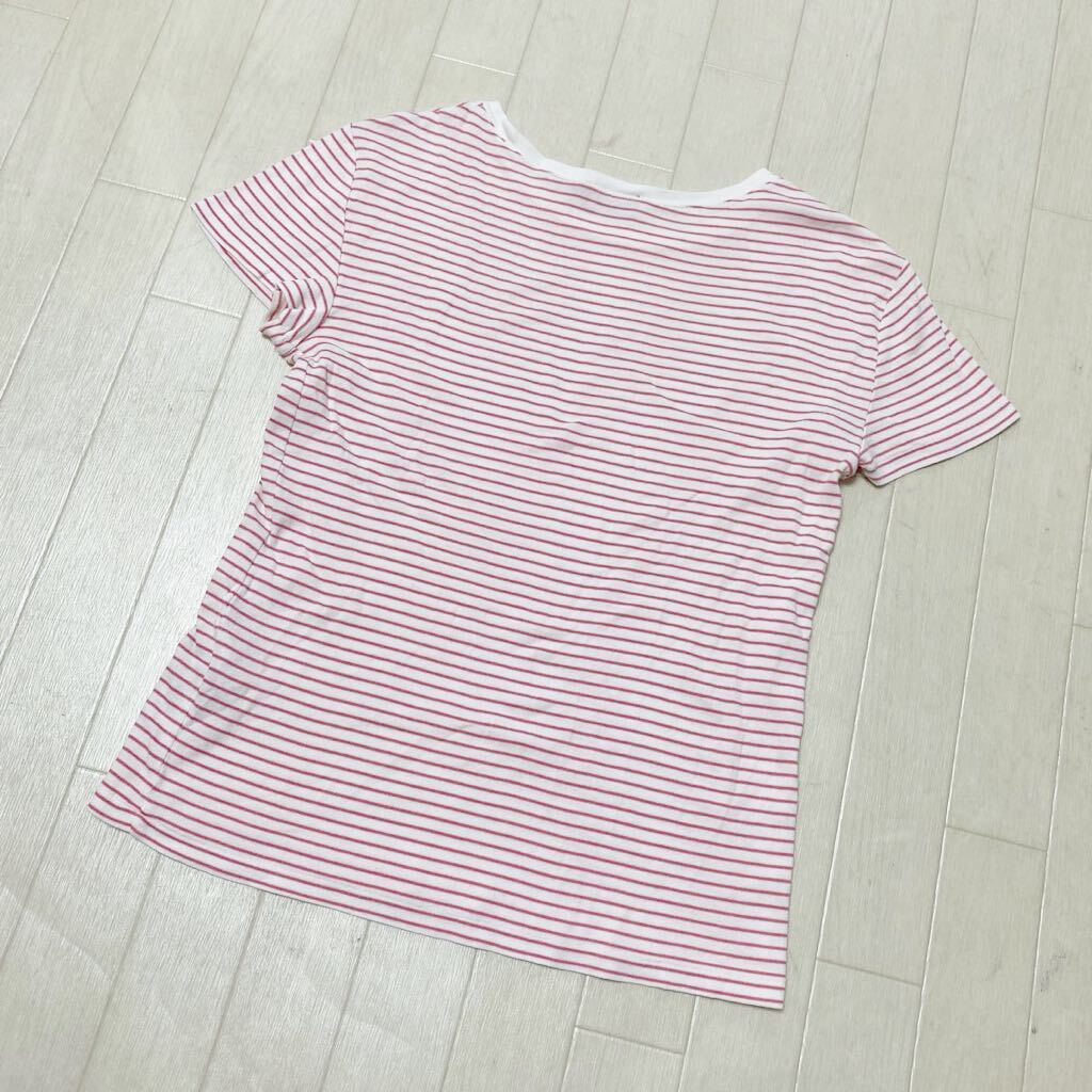 3919* POLO Ralph Lauren Polo Ralph Lauren tops short sleeves T-shirt casual S red border pattern 