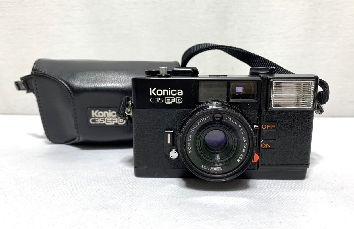 ▽Konica　コニカ　C35　EF　D　フィルムカメラ　レンズ：コニカ　HEXANON　38mm　F2.8　JAPAN　46φ　不動　ジャンク▽011039_画像1