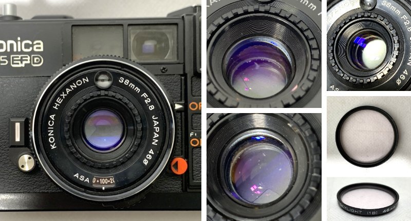 ▽Konica　コニカ　C35　EF　D　フィルムカメラ　レンズ：コニカ　HEXANON　38mm　F2.8　JAPAN　46φ　不動　ジャンク▽011039_画像5