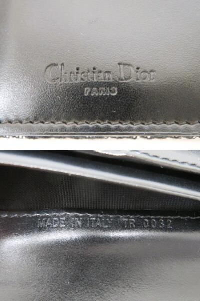 ♪hawi1494-2 501 Christian Dior クリスチャン・ディオール サドル トロッター柄 三つ折り 財布 ブラック (Dロゴ金具欠損)_画像9