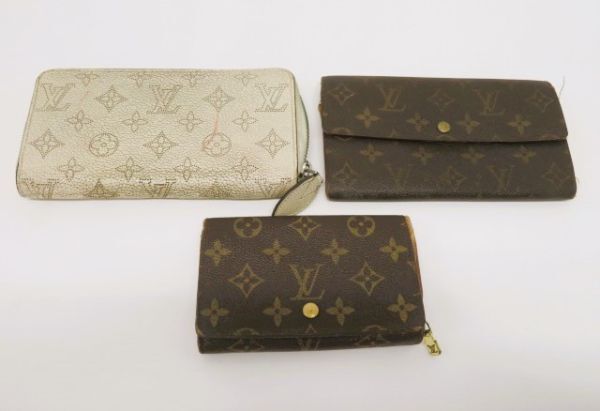 hae 2362-2 105 LOUIS VUITTON ルイ・ヴィトン マヒナ M58878 / ポルトモネ ビエトレゾール M61730 / 等 長財布 財布 ジャンク 3点まとめて_画像2