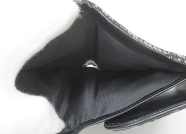 ♪hawi1494-2 501 Christian Dior クリスチャン・ディオール サドル トロッター柄 三つ折り 財布 ブラック (Dロゴ金具欠損)_画像8
