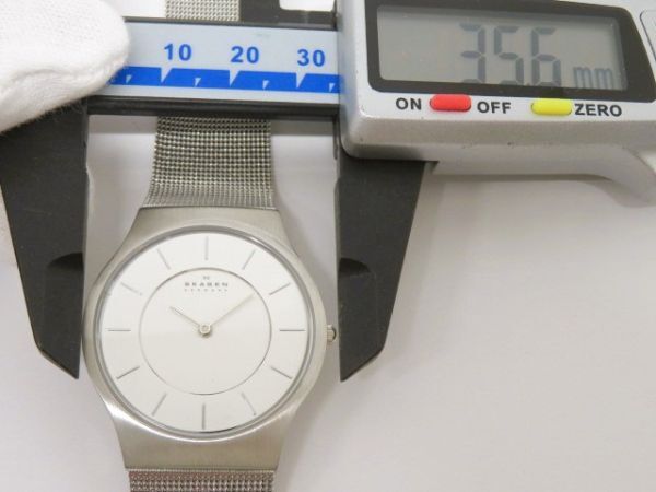 ♪hakt1468-1 522 SKAGEN スカーゲン QZ クォーツ 233LSS 腕周り約17cm 腕時計 メンズウォッチ 稼働の画像8