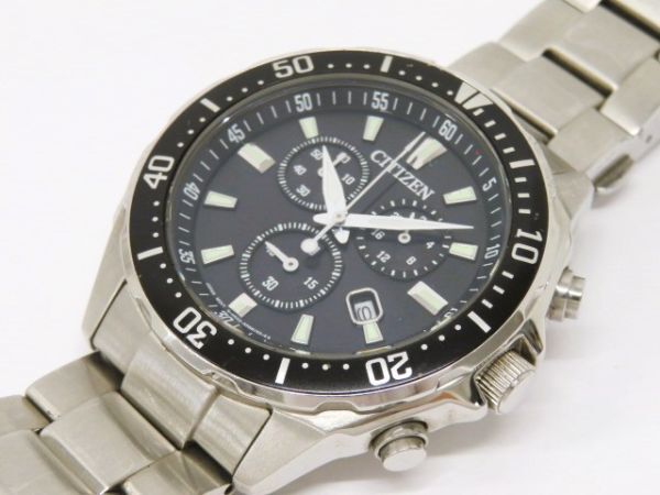 ♪hawi1560-1 519 CITIZEN シチズン H500-S064538 ソーラー クロノグラフ デイト 腕周り約15.5cm 腕時計 メンズウォッチ 稼働_画像3