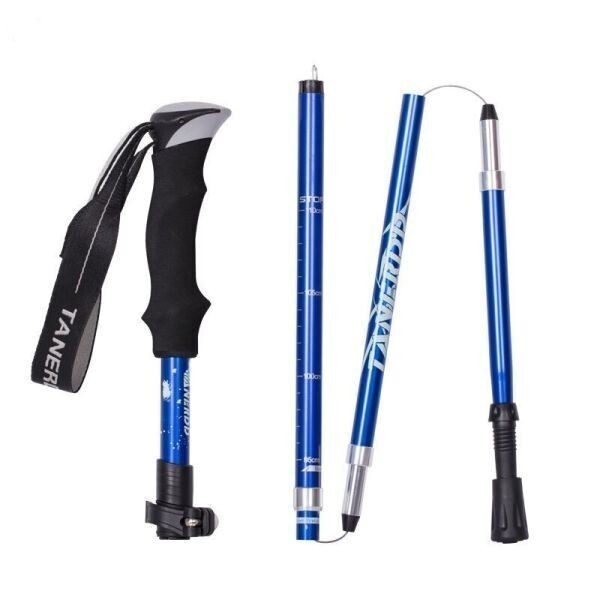 [ new goods / purple ] trekking stick trekking paul (pole) flexible type folding crutches high King Climber portable coarse tea 95-110cm