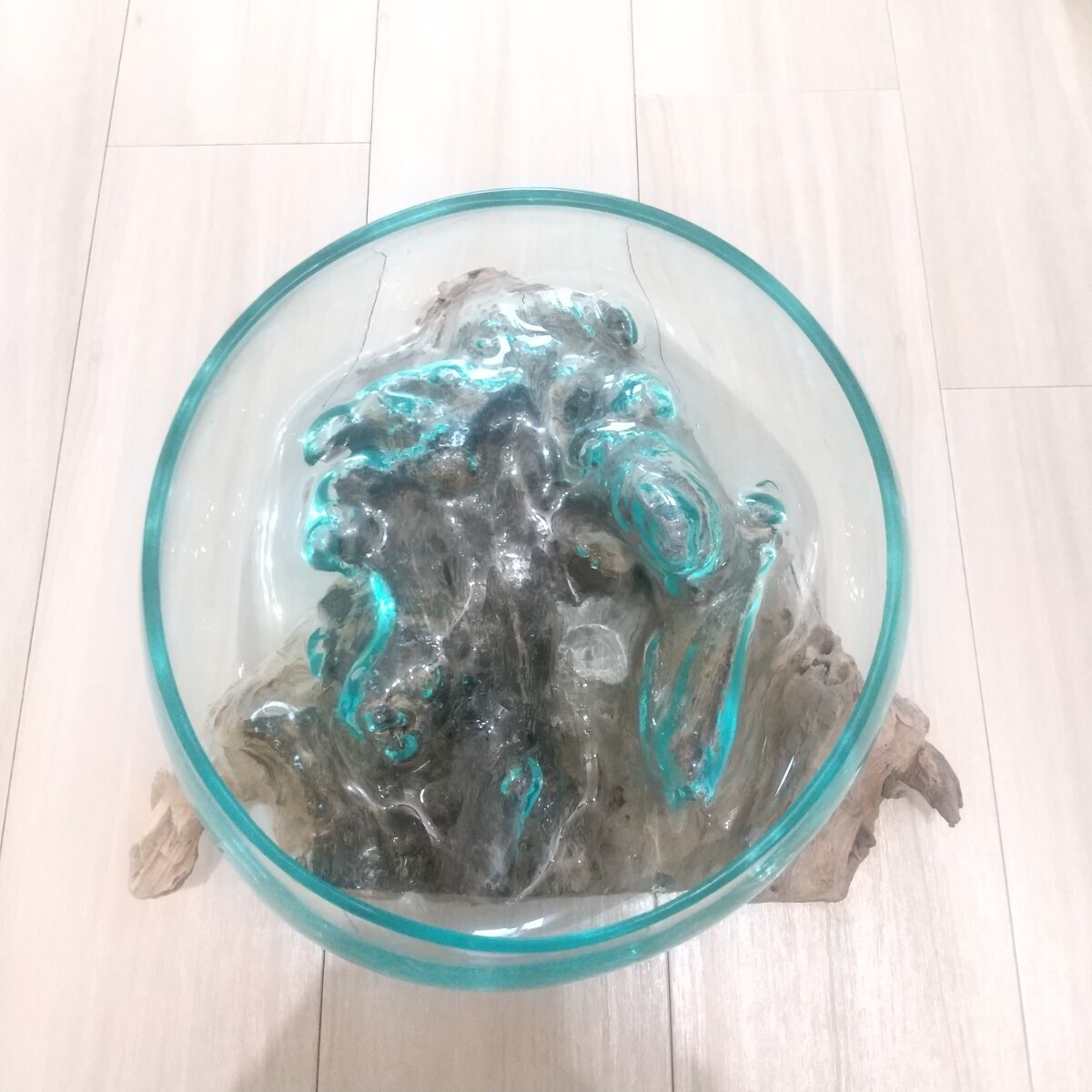 流木ガラス オブジェ 花瓶 多肉植物 アート作品 テラリウム_画像4