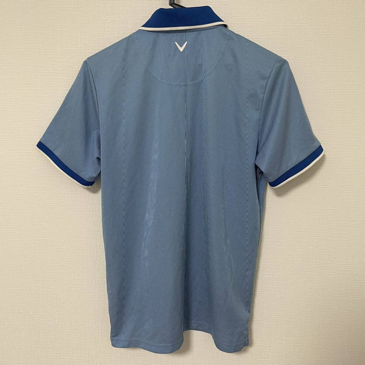 Callaway キャロウェイ メンズ ゴルフウェア 半袖ポロシャツ ストライプ ブルー Ｍサイズの画像6