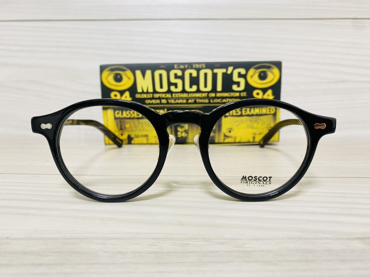 MOSCOT モスコット★ミルゼン★ノーズパッド付きメガネフレーム★MILTZEN★伊達眼鏡 ボストン 黒縁 未使用 美品の画像1