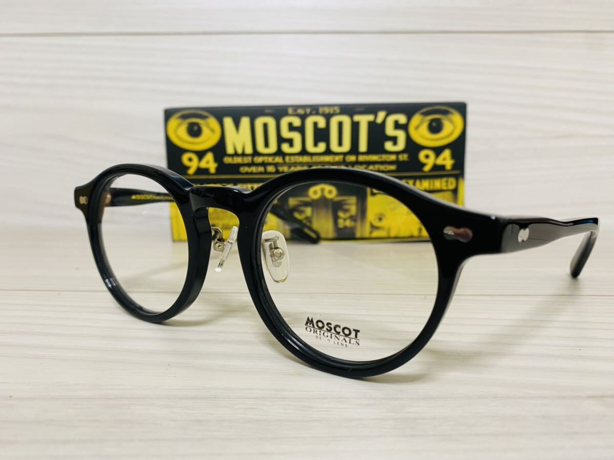 MOSCOT モスコット★ミルゼン★ノーズパッド付きメガネフレーム★MILTZEN★伊達眼鏡 ボストン 黒縁 未使用 美品の画像2