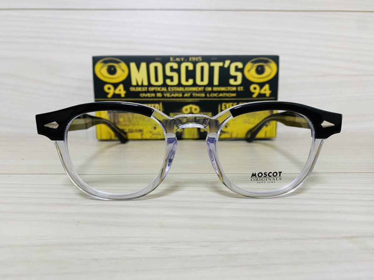 MOSCOT モスコット★レムトッシュ★メガネフレーム★LEMTOSH★定番 人気 伊達眼鏡 ブラック クリスタル ウェリントン ボストン 未使用 美品の画像1