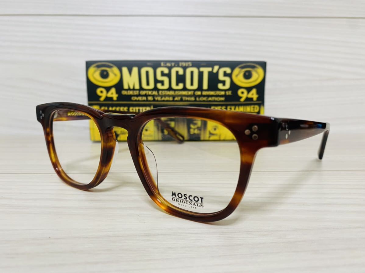 MOSCOT モスコット★メガネフレーム★DUDEL★伊達眼鏡 ウェリントン ブロンド 鼈甲柄 セルフレーム 未使用 美品_画像2