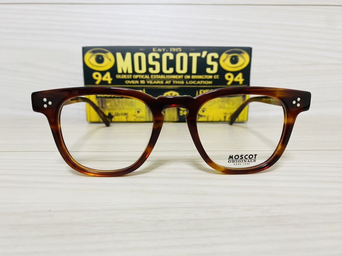 MOSCOT モスコット★メガネフレーム★DUDEL★伊達眼鏡 ウェリントン ブロンド 鼈甲柄 セルフレーム 未使用 美品_画像1