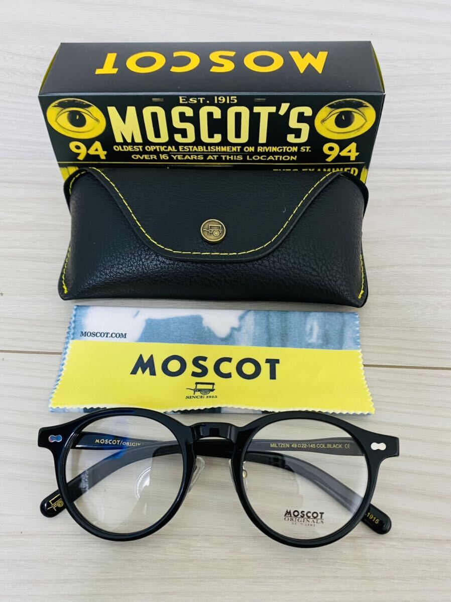 MOSCOT モスコット★ミルゼン★ノーズパッド付きメガネフレーム★MILTZEN★伊達眼鏡 ボストン 黒縁 未使用 美品の画像9