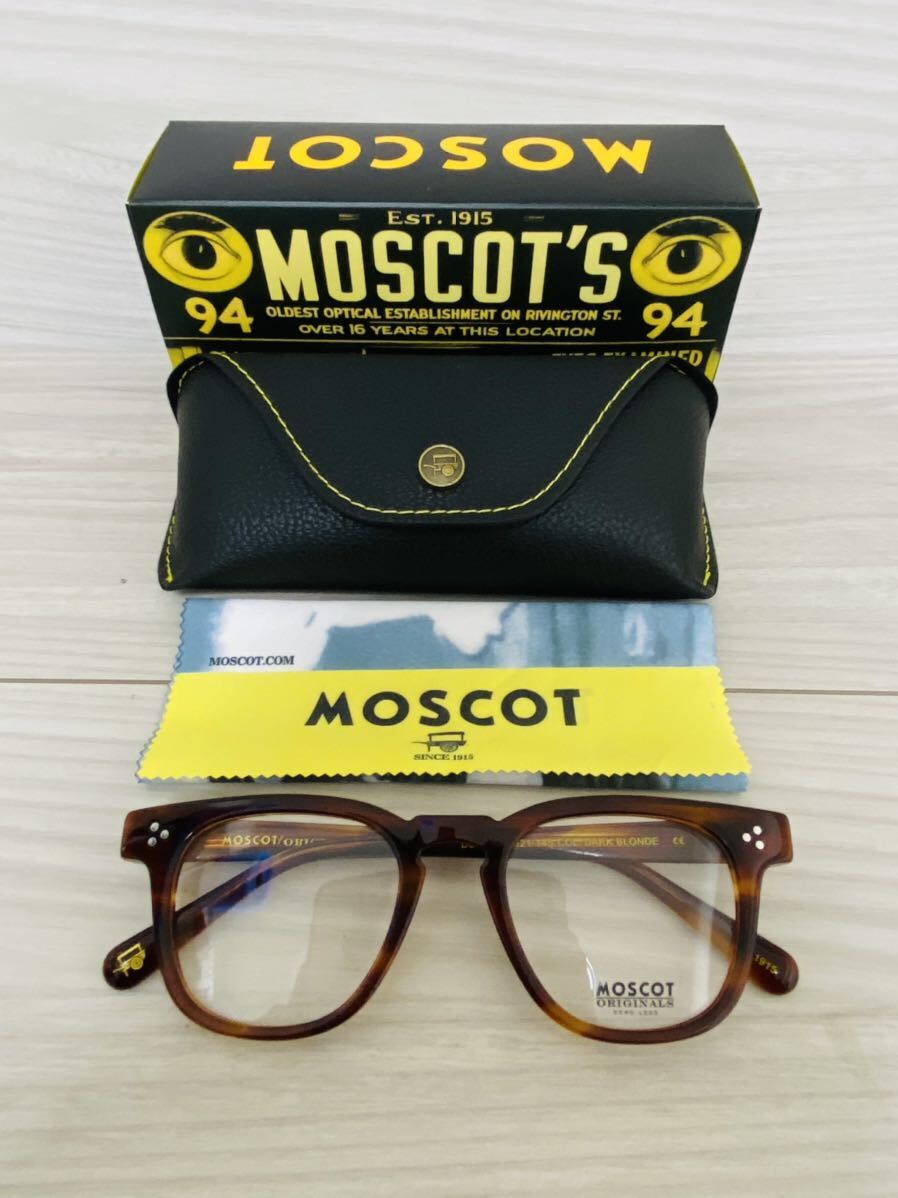 MOSCOT モスコット★メガネフレーム★DUDEL★伊達眼鏡 ウェリントン ブロンド 鼈甲柄 セルフレーム 未使用 美品_画像9