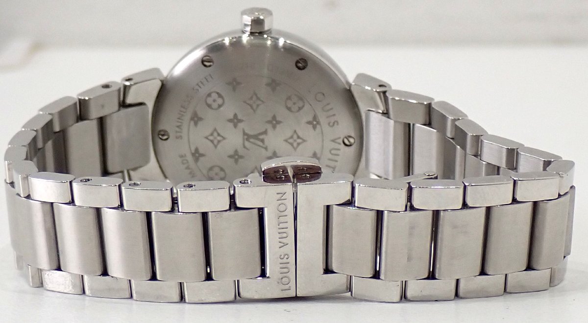 stainless steel belt! Vuitton tongue b-ru disk PM Q12MU monogram Circle diamond diamond quarts lady's clock 