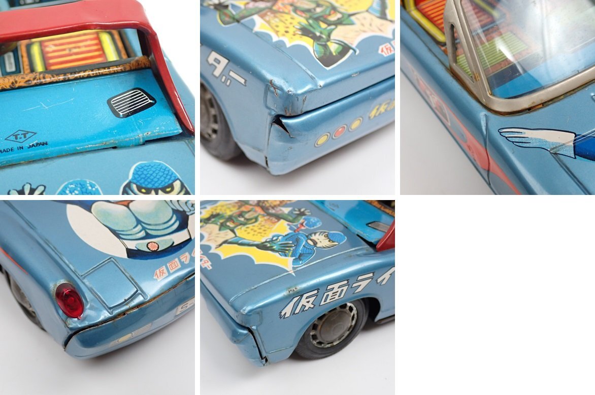 #takatok made Kamen Rider sport car tin plate toy / friction car / toy / Showa Retro / Vintage &1908400037