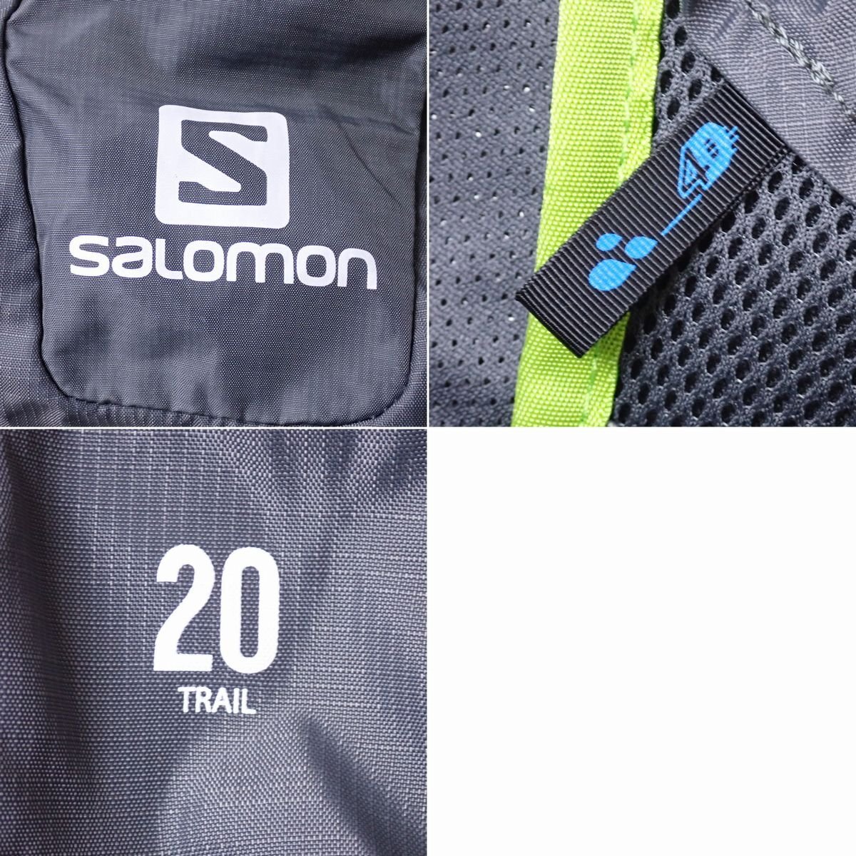 ★Salomon/サロモン 20TRAIL バックパック/グレー×グリーン/ロゴプリント/ナイロン/リュックサック/A4対応&1971500003の画像5