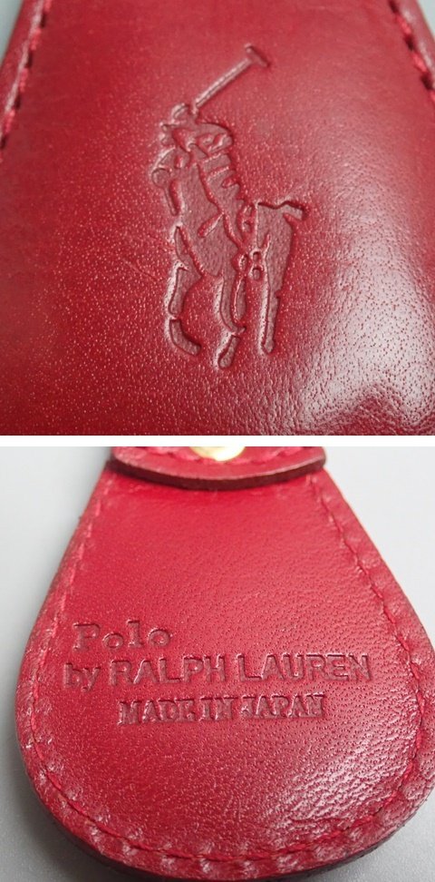 ★POLO RALPH LAUREN/ポロラルフローレン ロゴ柄 レザーキーホルダー レッド/外箱付き/キーリング/服装小物&1949500238_画像3