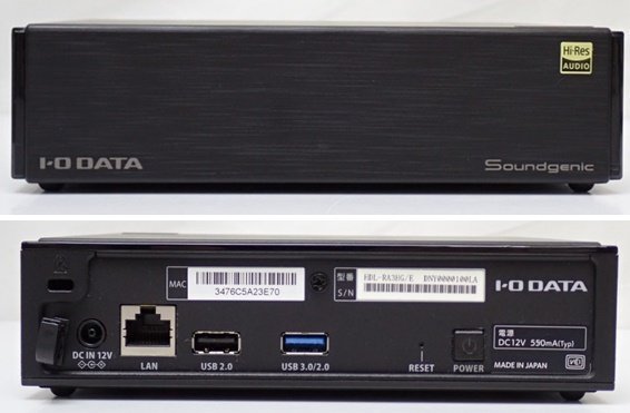 ★I・O DATA/アイオーデータ 3TB HDD搭載 ネットワークオーディオサーバー Soundgenic HDL-RA3HG/E/電源コード・LANケーブル付&1968700095の画像2