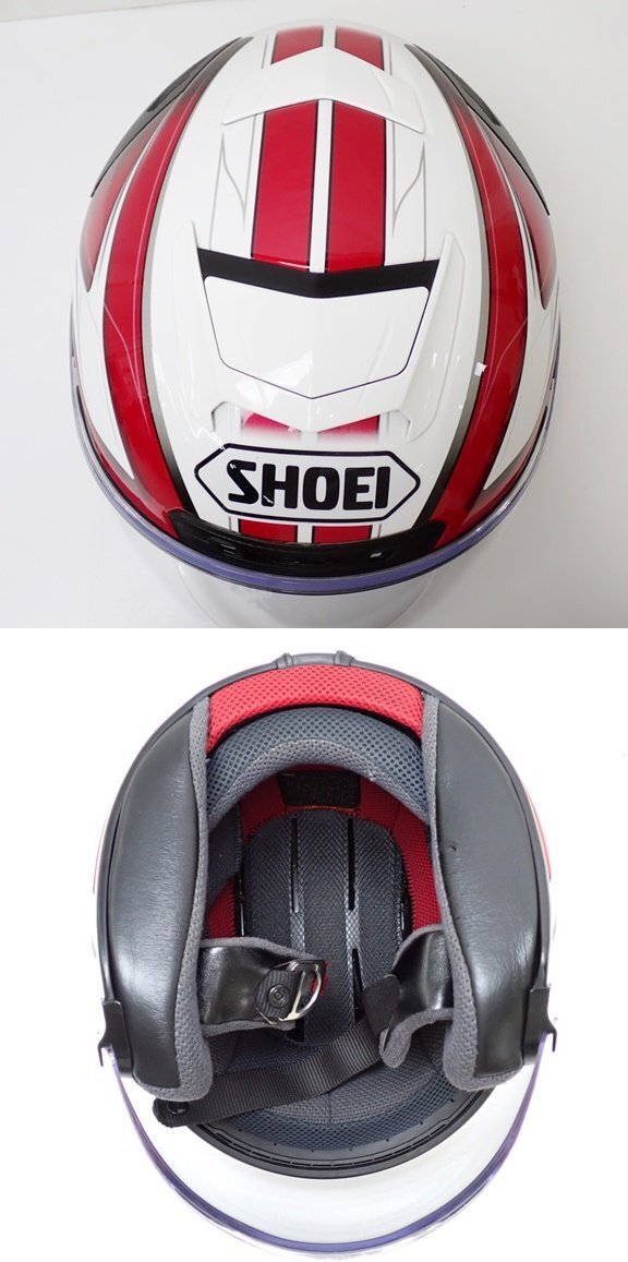 ★美品 SHOEI/ショウエイ ジェットヘルメット J-FORCE Ⅳ L/TC-1/ホワイト×レッド/クリアシールド/廃盤希少/外箱・保管袋付き&1165300102の画像5