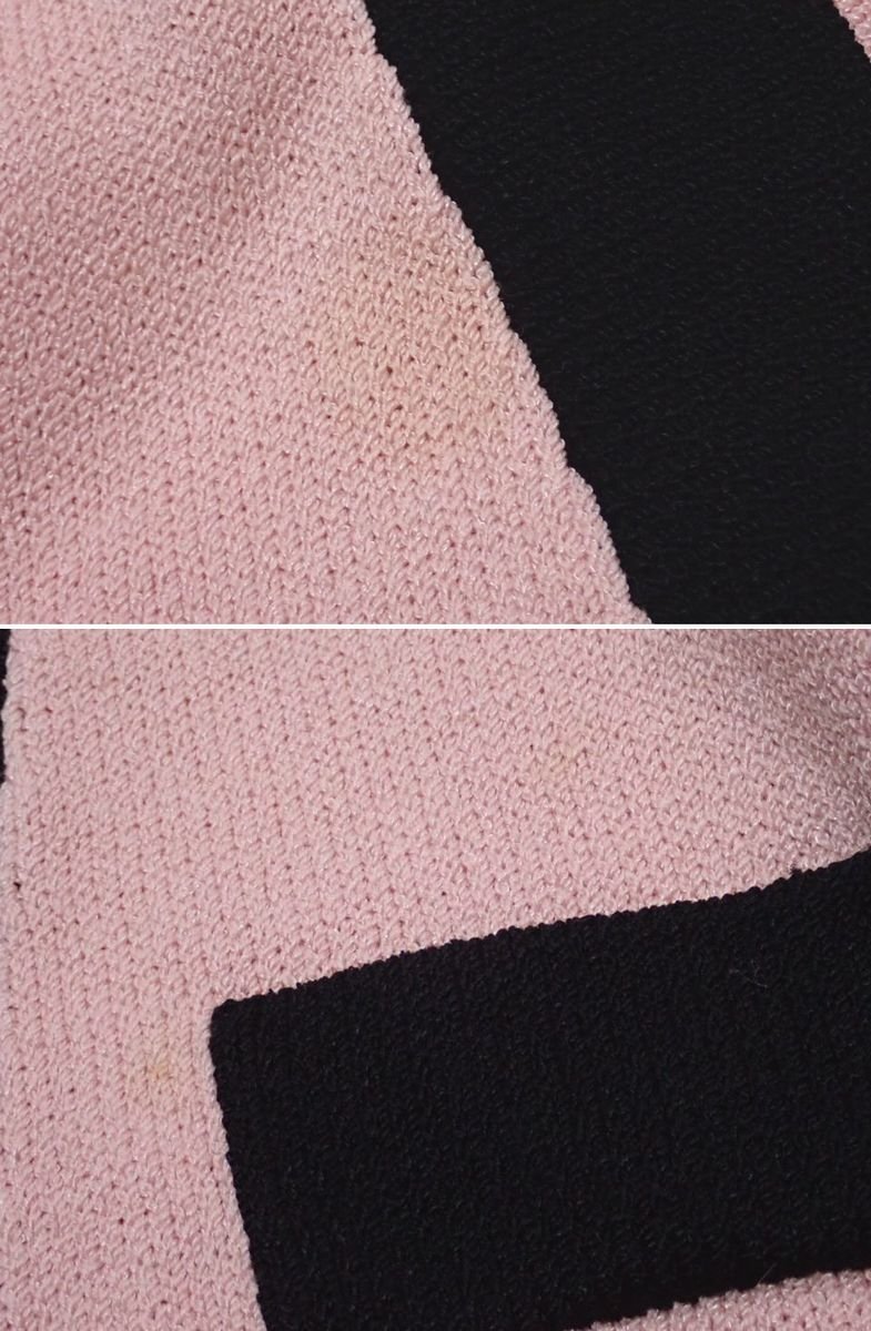 *St. John/ cent John knitted cardigan S/ lady's M corresponding / pink × black / front open / feather weave /USA made &1909700029