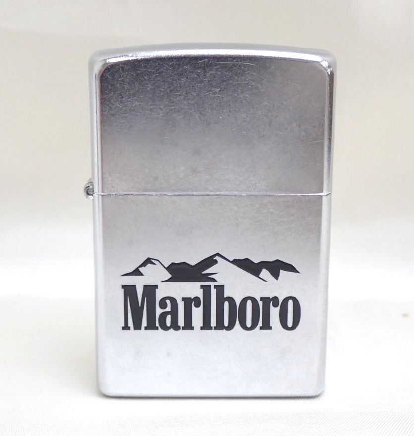 *1 jpy not yet arrived fire goods Zippo/ Zippo -Marlboro/ Marlboro Lizard compass oil lighter / silver × black /2007 year made / case attaching &1844600087