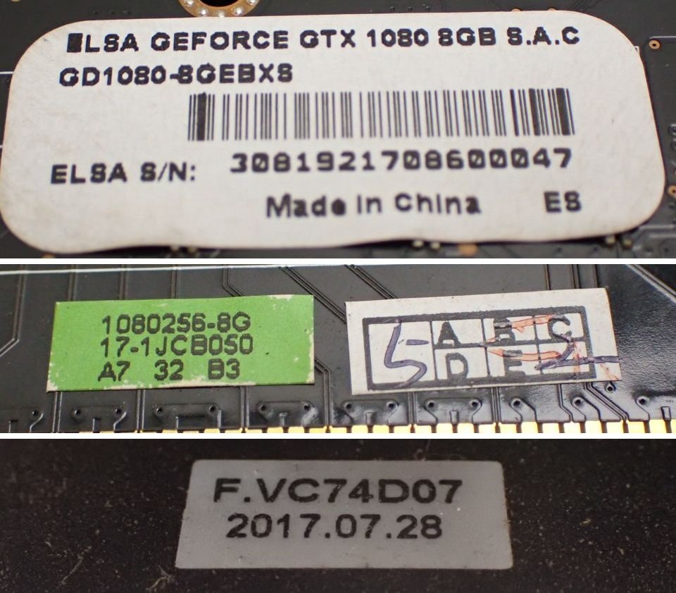 ★ELSA/エルザ GeForce GTX 1080 8GB S.A.C ウルトラハイエンドグラフィックスボード/GD1080-8GERXS/2017年製/静音/外箱付き&1817600053