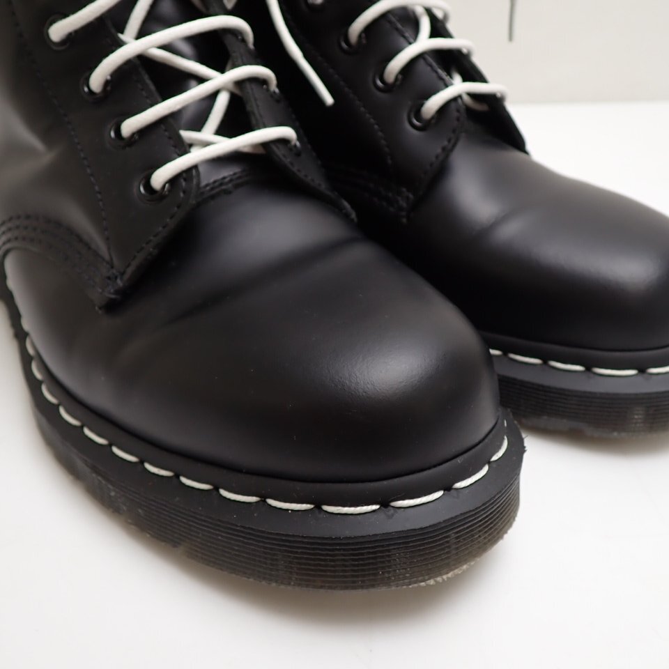 ★未使用 Dr. Martens/ドクターマーチン 8ホールブーツ UK8/メンズ26cm相当/ブラック×ホワイトステッチ/1460/レザー/替え紐&1296000426の画像5