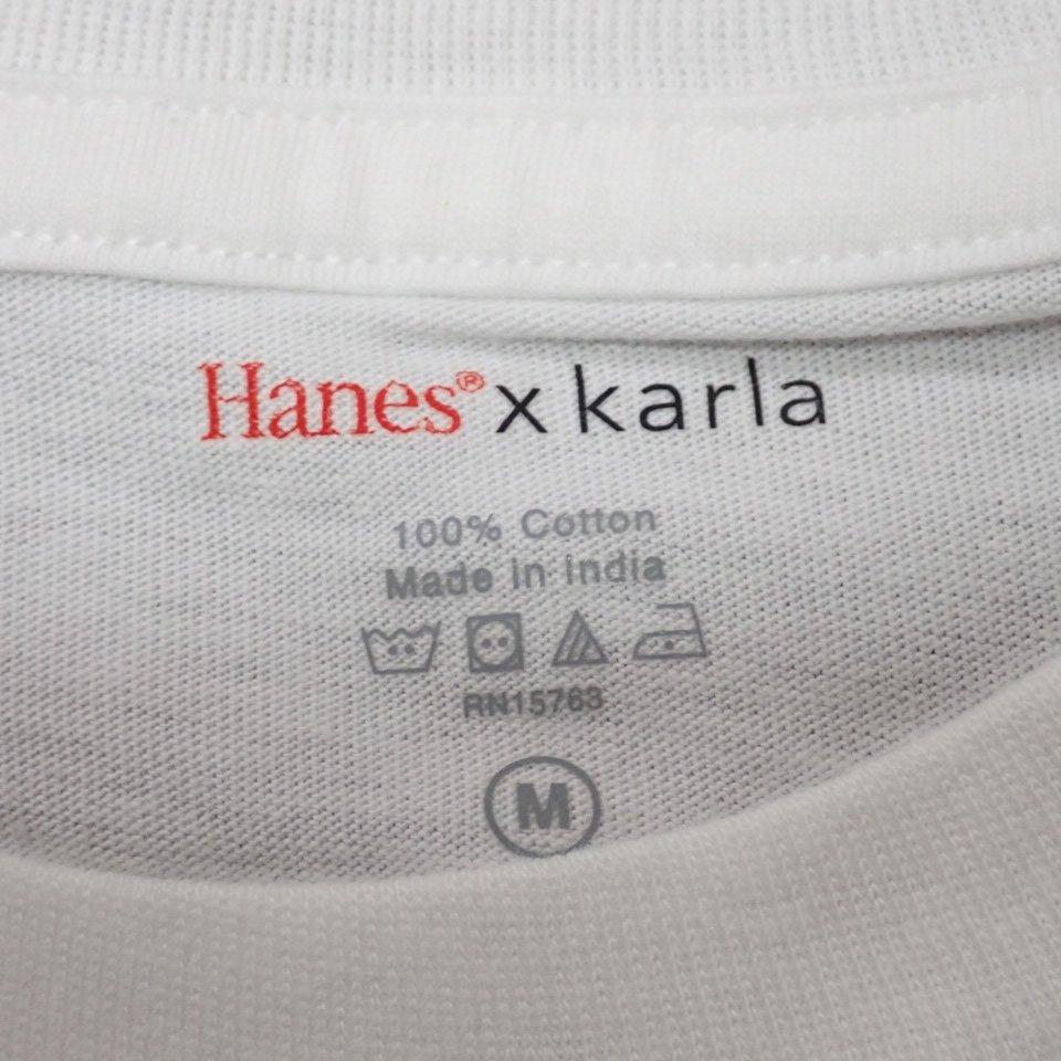 ★未使用 Hanes/ヘインズ × Karla/カーラ THE CLASSIC 半袖Tシャツ メンズM/ホワイト/無地/コットン/クルーネック/外装付&1780801925_画像4