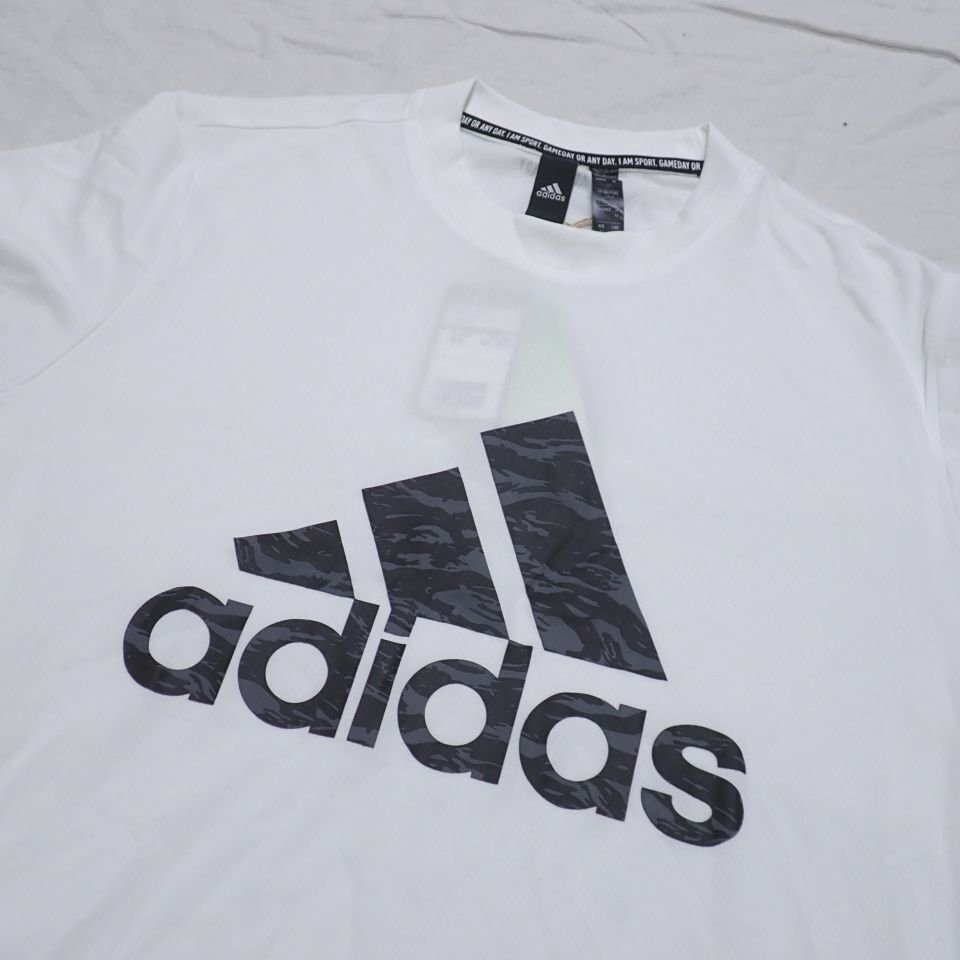 ★未使用 adidas/アディダス 半袖Tシャツ 2着セット メンズM/ブラック/ホワイト/ロゴプリント/タグ付き&1976400019_画像4