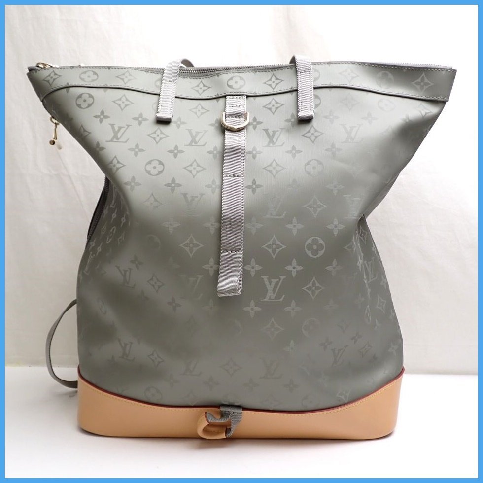 ★LOUIS VUITTON/ルイヴィトン モノグラムチタニウム ジップドトートバッグ/リュックサック M43887/シルバーグレー系&1974900019_画像1