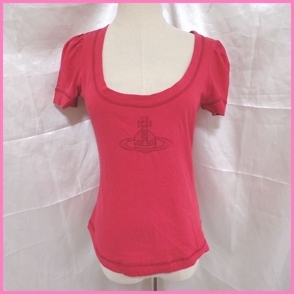 * Vivienne Westwood red label короткий рукав футболка 1/ женский S соответствует / красный /linen. хлопок / овальный шея &1949500186