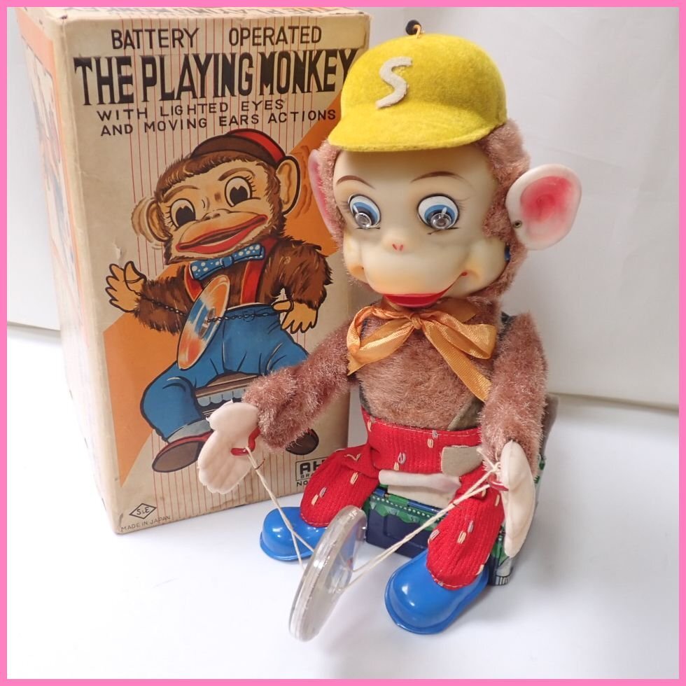 #AHI THE PLAYING MONKEY/ Monkey жестяная пластина игрушка / вне с коробкой / игрушка / кукла / Showa Retro / Vintage &1908400039