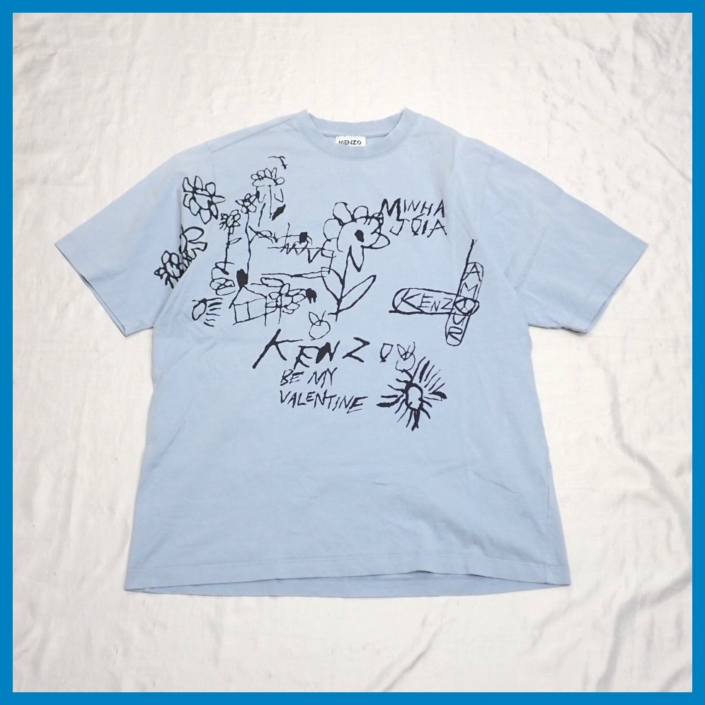 ★KENZO/ケンゾー Valentine's flowers 半袖Tシャツ メンズS/ライトブルー/コットン100%/クルーネック&1949500128の画像1