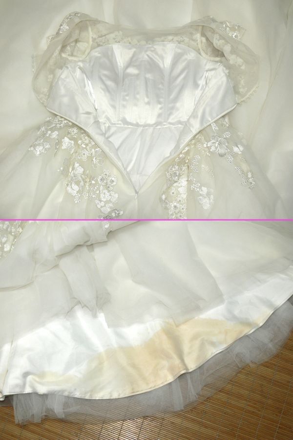 4-142* with defect * white race & soft multiple mesh skirt * wedding dress /W35.B41*