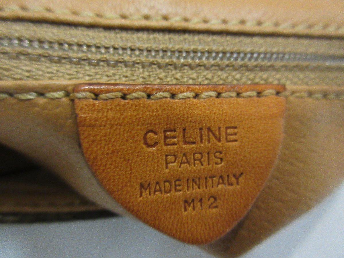 CELINE セリーヌ マカダム 　ブラウン ショルダーバッグ PVC レザー ゴールド金具_画像10