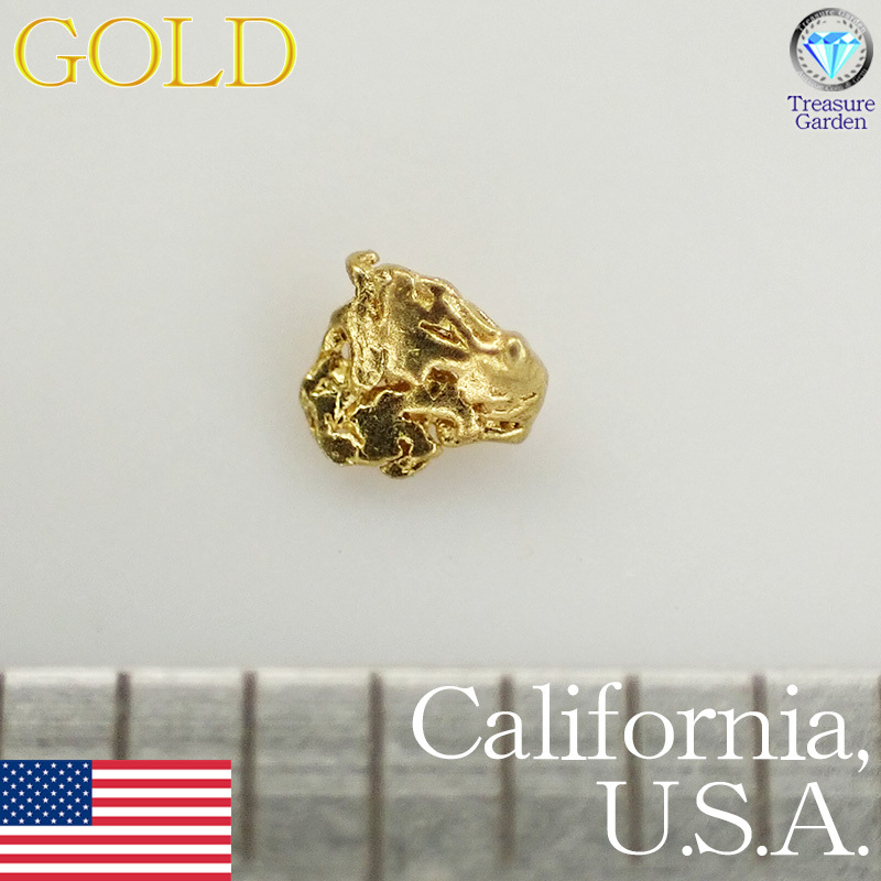 トレジャーG) 【セレクト 1粒】 アメリカ カリフォルニア産 自然金 約2mm  (ゴールド ナゲット 原石 砂金) [St-GUC6-1l]の画像1