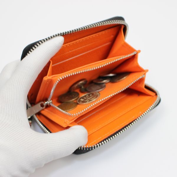  change purse . coin case men's lady's original leather black orange new goods free shipping EPS-01 1 jpy 1