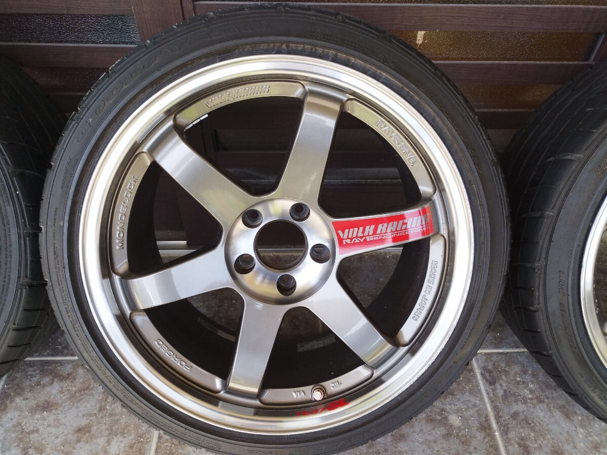 RAYS VOLK RACING　TE37SL18インチ 9.5j 22 5H 114.3　4本 レイズ GT-R スカイライン　ランエボ　STI　レブスペック　255/35 バリ山_画像2