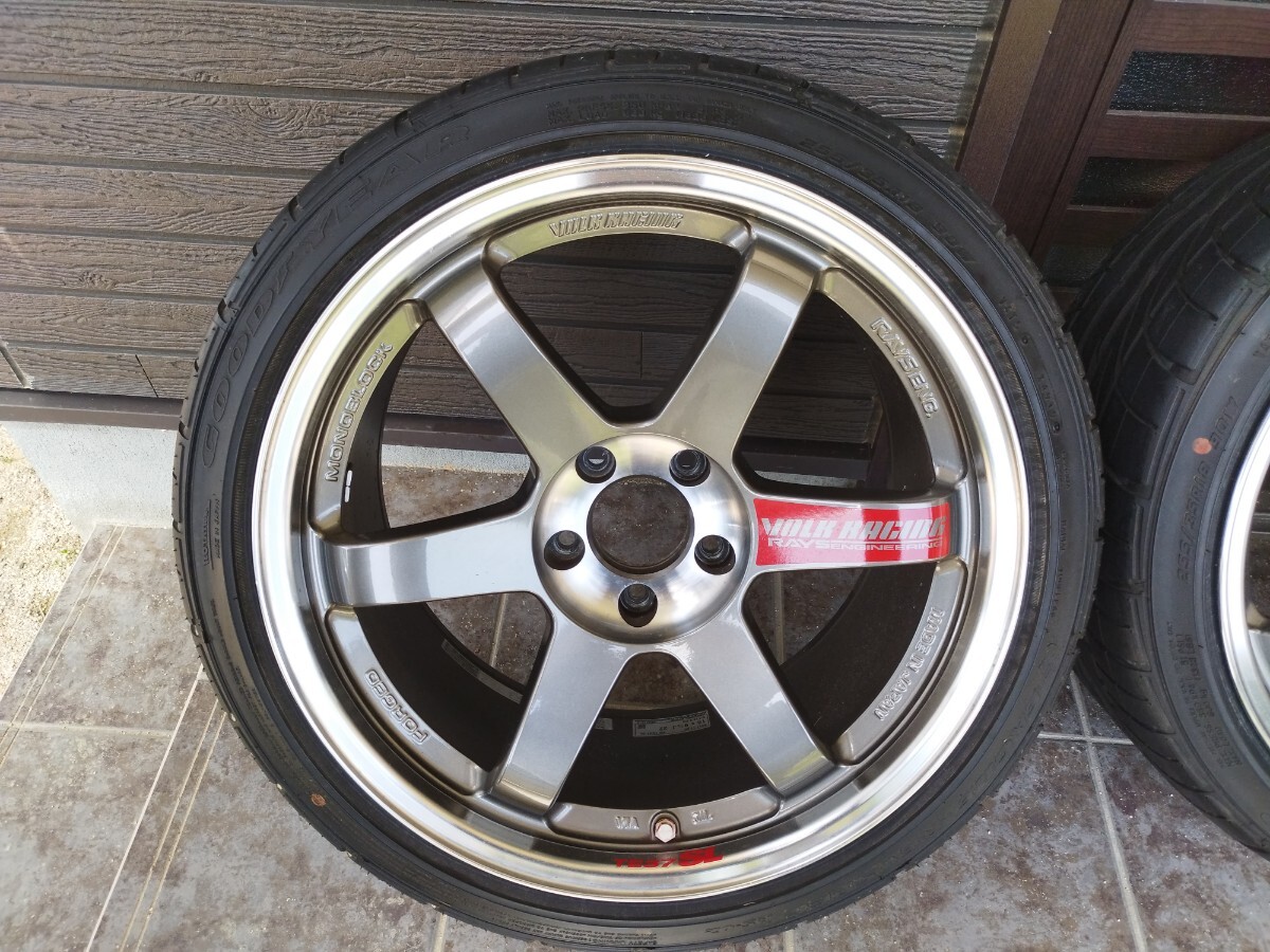 RAYS VOLK RACING　TE37SL18インチ 9.5j 22 5H 114.3　4本 レイズ GT-R スカイライン　ランエボ　STI　レブスペック　255/35 バリ山_画像4