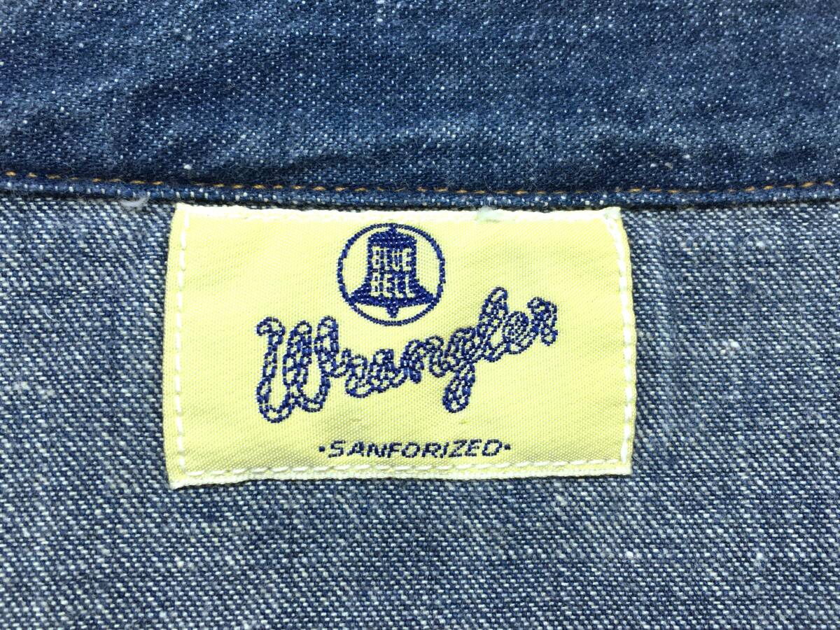 ラングラー WRANGLER ビンテージ 復刻 銅ボタン デニムシャツ XS ブルー 斜めポケット ウエスタン カウボーイ 日本製_画像4