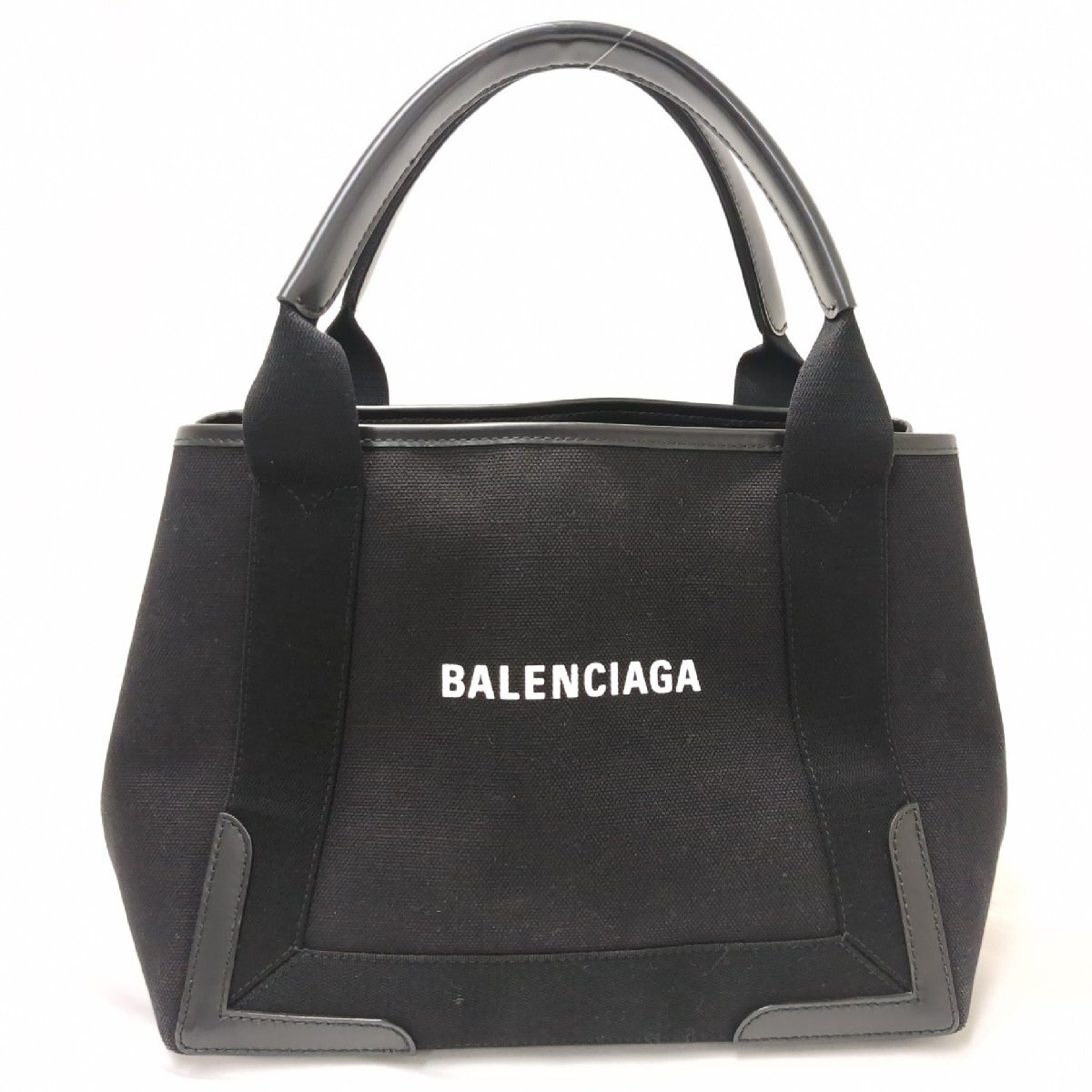 【1円スタート】BALENCIAGA バレンシアガ ネイビーカバス S スモール トートバッグ コンパクト ブラック 黒の画像2