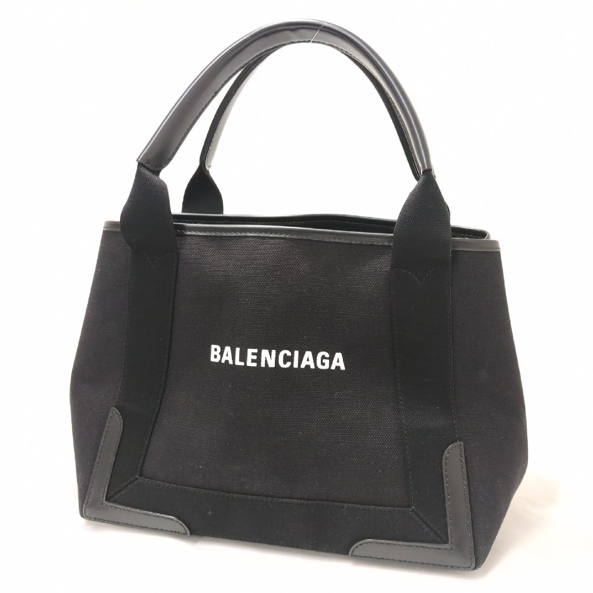 【1円スタート】BALENCIAGA バレンシアガ ネイビーカバス S スモール トートバッグ コンパクト ブラック 黒の画像1