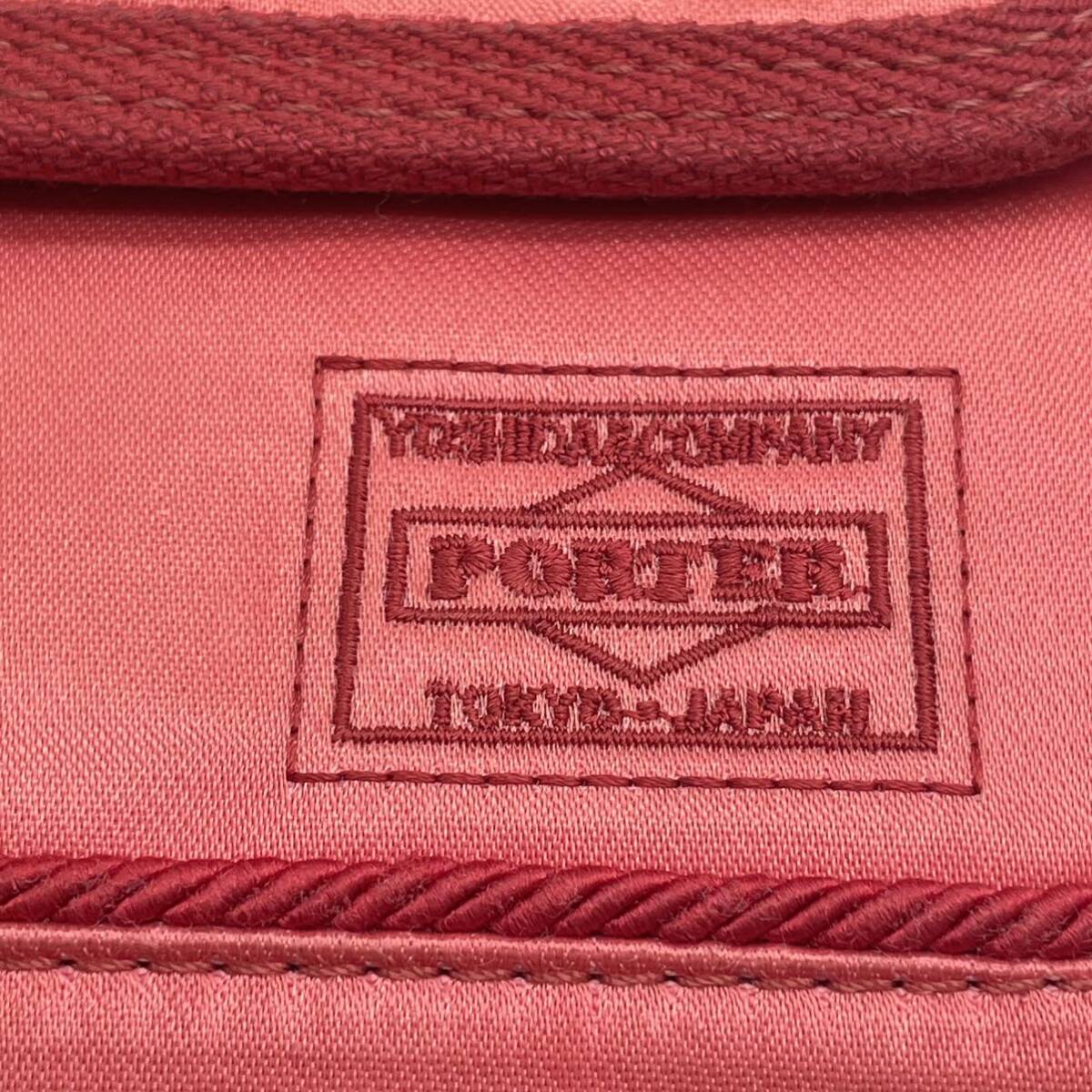 ☆KO1831●PORTER ポーター 赤 FADE フェードロングウォレット 長財布 財布 ボタン 小銭入れ有り ナイロン コットンの画像3