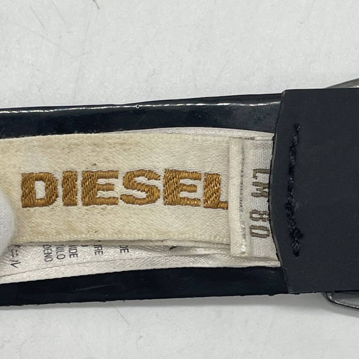 KO1939□DIESEL ディーゼル ベルト ラバー素材 ブラック スタッズ 80サイズ メンズの画像6