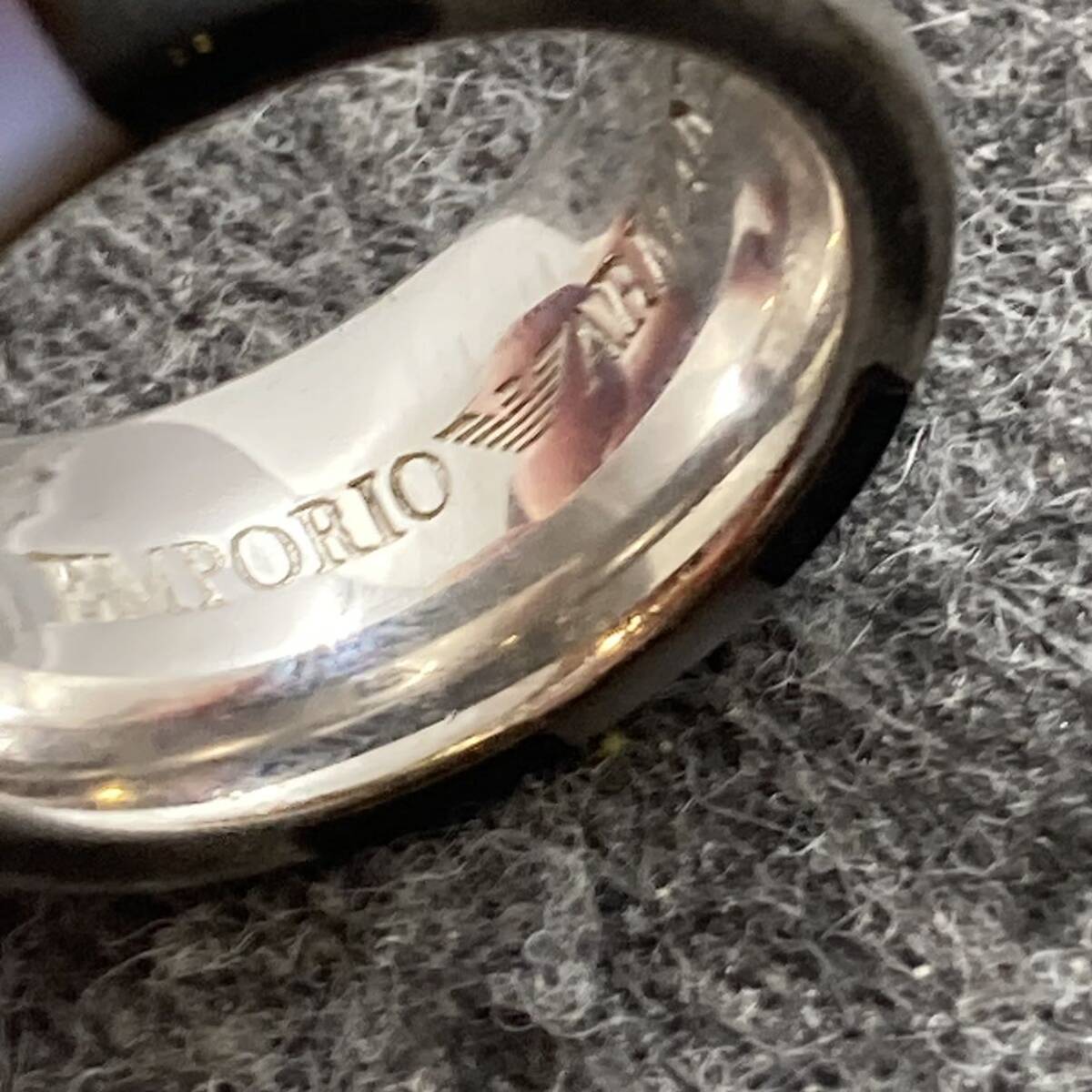 KO2105□EMPORIO ARMANI エンポリオアルマーニ 指輪 リング 12号 幅9㎜ 925 シルバー 銀製 メンズ 小指_画像4