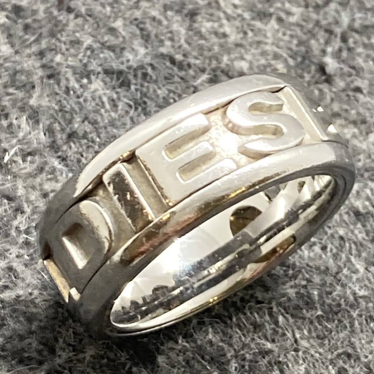 KO1264*DIESEL diesel ring ring STEEL steel 16 number width 8. men's logo design accessory storage bag attaching /